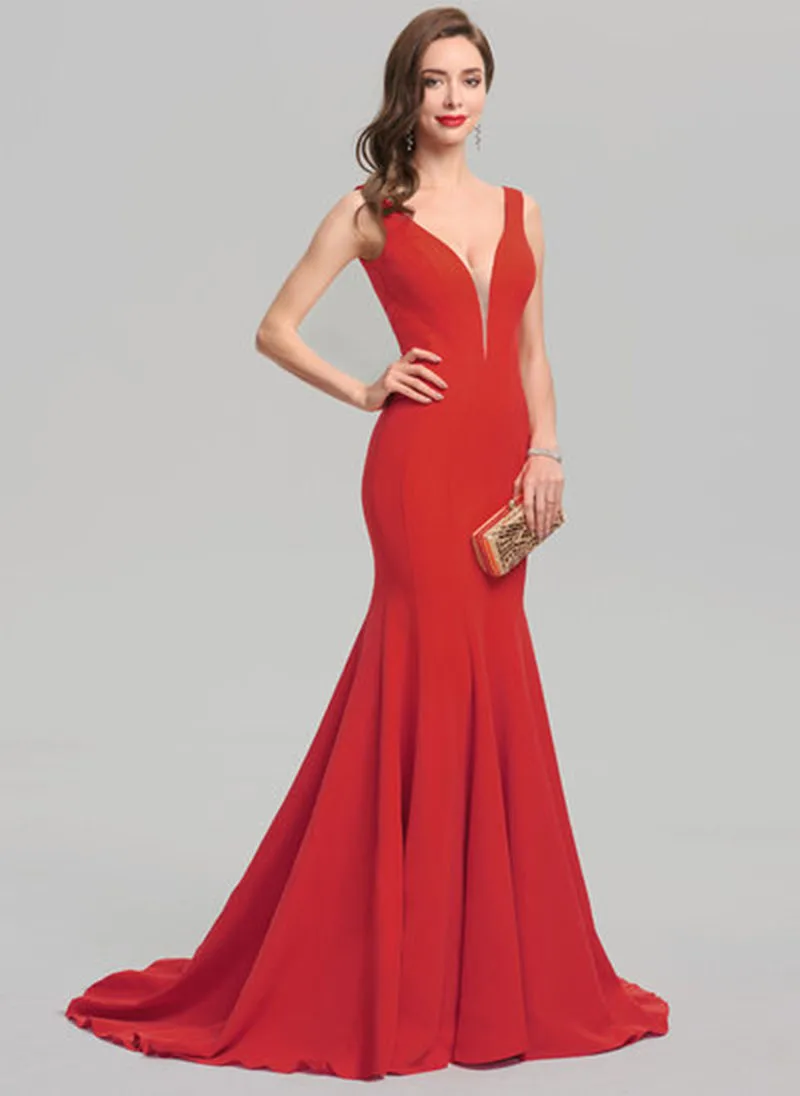 Новинка красные коктейльные платья для выпускного вечера 2019 v-образный вырез