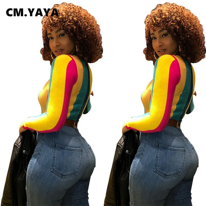 S XXL 2019 на весну и зиму Цвет Полосатый Принт футболки топы одежда с длинными