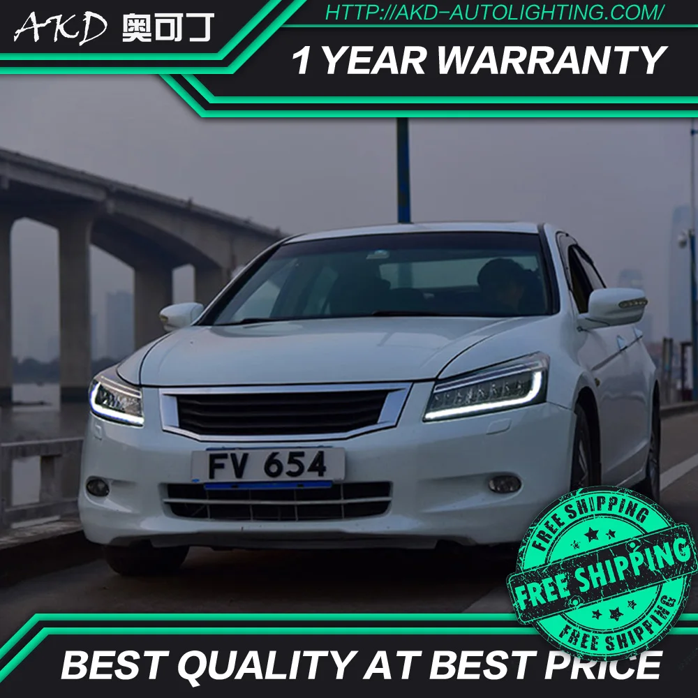 AKD тюнинг Автомобильные фары для Honda Accord G8 2008 2013 полностью светодиодный ные DRL