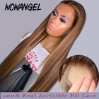 Парик из натуральных человеческих волос 13 х4 дюймов, с эффектом омбре