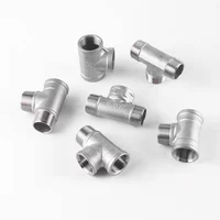 dn8dn15dn25dn32 malemalefemale threaded 3 way tee t pipe fitting 14 12 34 1 1 14 bsp threaded 304 stainless steel