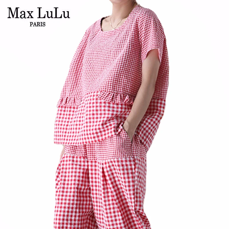 Женский Повседневный брючный костюм Max LuLu комплект из двух предметов в клетку