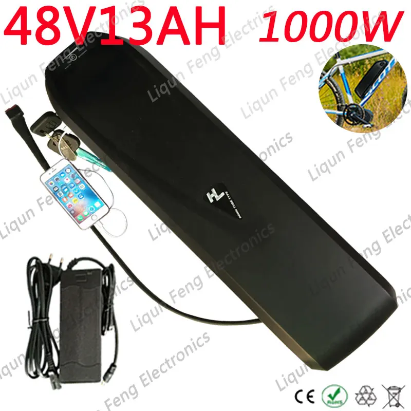 Литиевая батарея Hailong 500 Вт 48 В 13 а/ч с USB портом 15а BMS для электрического велосипеда