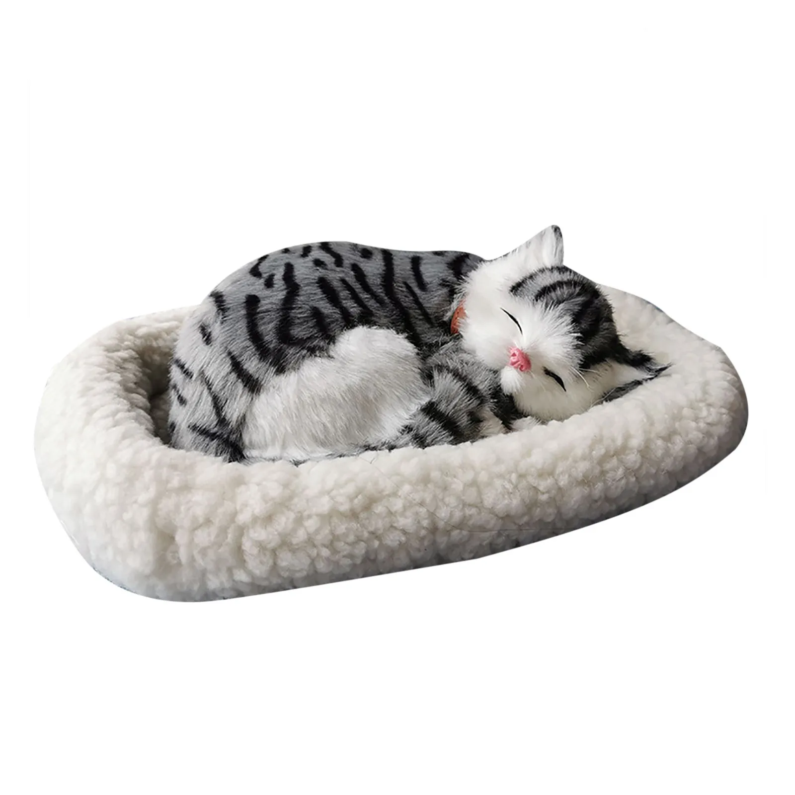 

Simulated Plush Cat And Dog Toys Realistic Cat And Dog Toys That Will Breathe Pet Family Decoration Toys With Plush Cushions