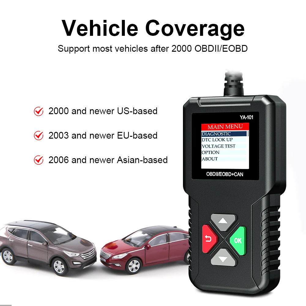 

YA101 OBD2 Car Scanner 12V Automotive Check Engine Error Code Reader Diagnostic Tool With Battery Test Car Fault Instrument
