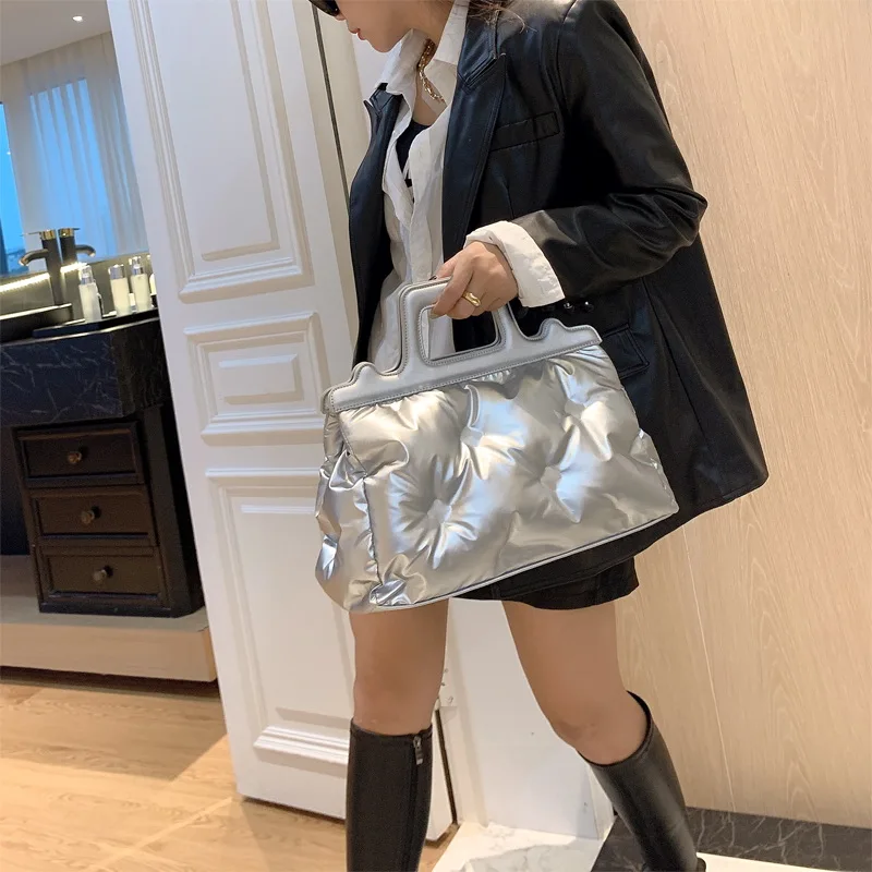 

2021 Women's Shoulder Bag Fashion Space Padded Designer Quilted Tote Bag Luxury Pu Leather Down Crossbody Bag Large Tote Bag