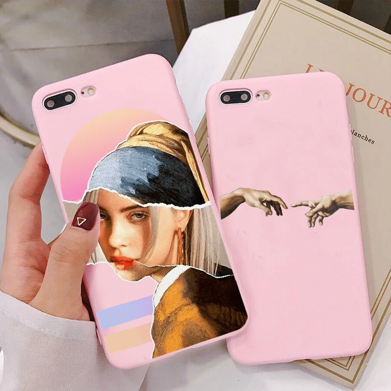 Чехол для iPhone 11 X XR XS Max 8 7 6s Plus конфетно розовый силиконовый чехол Art Fresco Michelangelo