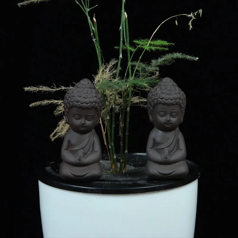 Chinese Little Ceramic Monk Figurine Buddha Statue Teahouse Ornament Car Decoration Lovely Home Decor Living Room | Дом и сад