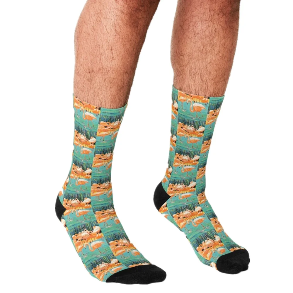 

2021 Men Socks harajuku Bandana Yellow Socks Printed personality Happy hip hop Novelty Skateboard Crew Casual Crazy Socks