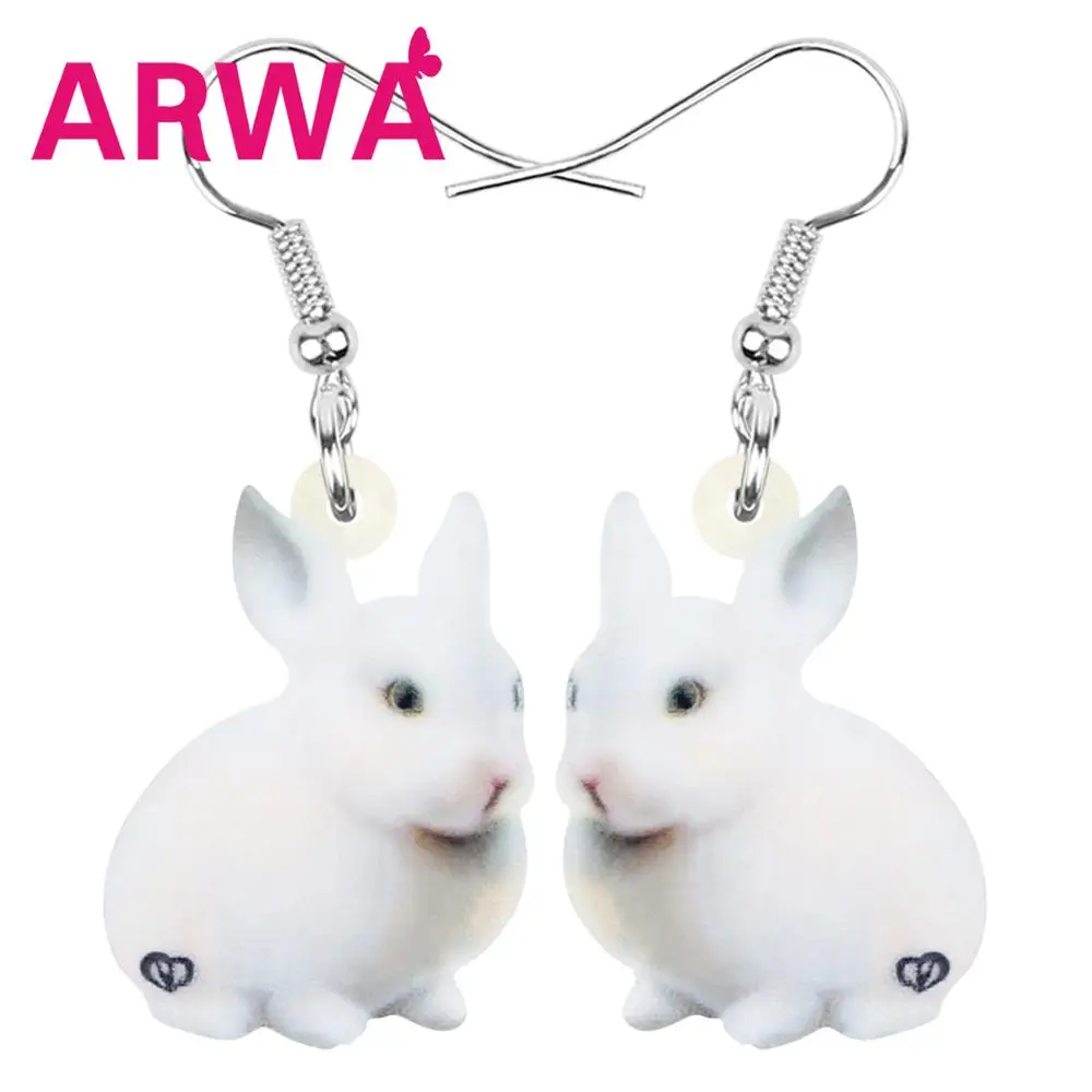 Акриловые белые серьги ARWA с пасхальным заячьим кроликом и питомцем милые