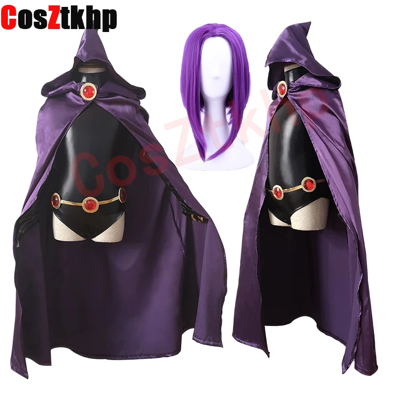 2021 Новые взрослые костюмы косплея Рэйвен из аниме Титаны+комбинезоны+плащ+пояс для вечеринки Хэллоуин в стиле фэнси бола с париками.