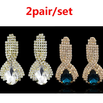 2Pair Style 15 19 стилей Висячие драгоценные камни стразы длинные висячие серьги для женщин ювелирные изделия посеребренные полые металлические висячие серьги - Окраска металла: 2Pair Style 15