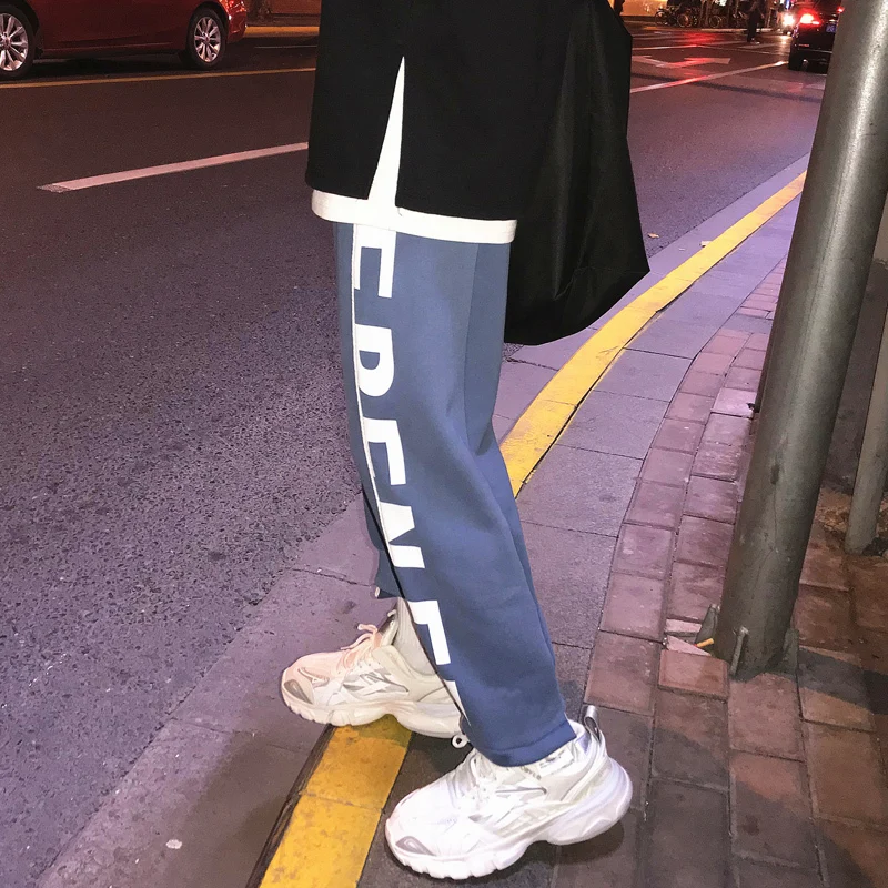 Plus Velvet Thick Joggers Pants Men's Fashion Letters Printed Casual Sweatpants Men Street Wild Hip Hop Loose Trousers Mens