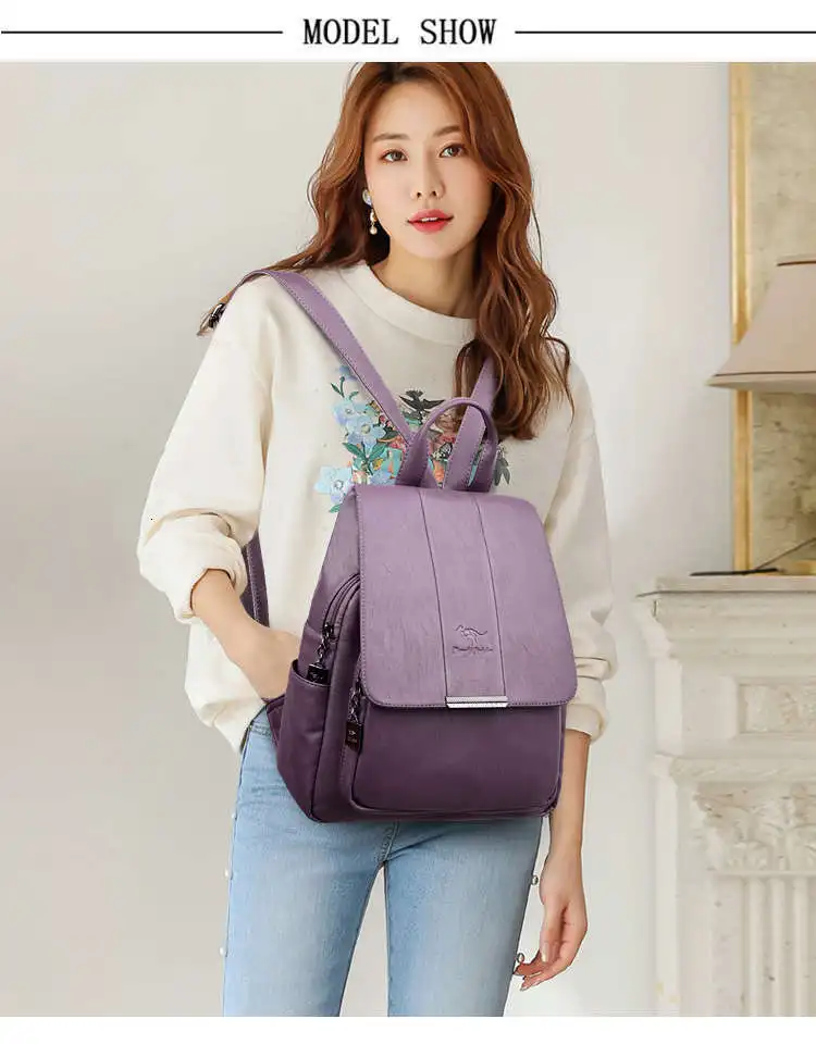 Woman High capacity travel Backpack Lady leather Backpack Fashion Female student Bag Sac a Dos School waterproof Shoulder Bags