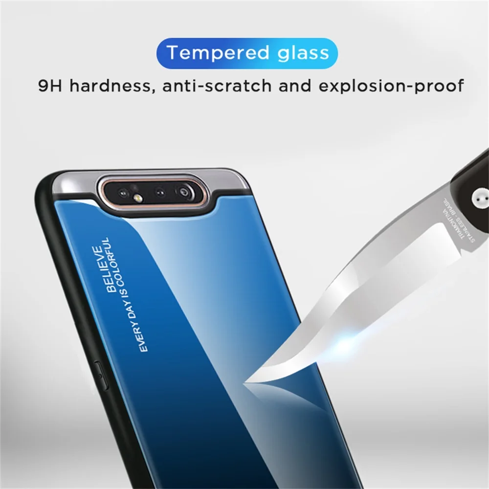 Чехол для samsung Galaxy A80 градиентный Цветной силиконовый чехол телефона A90