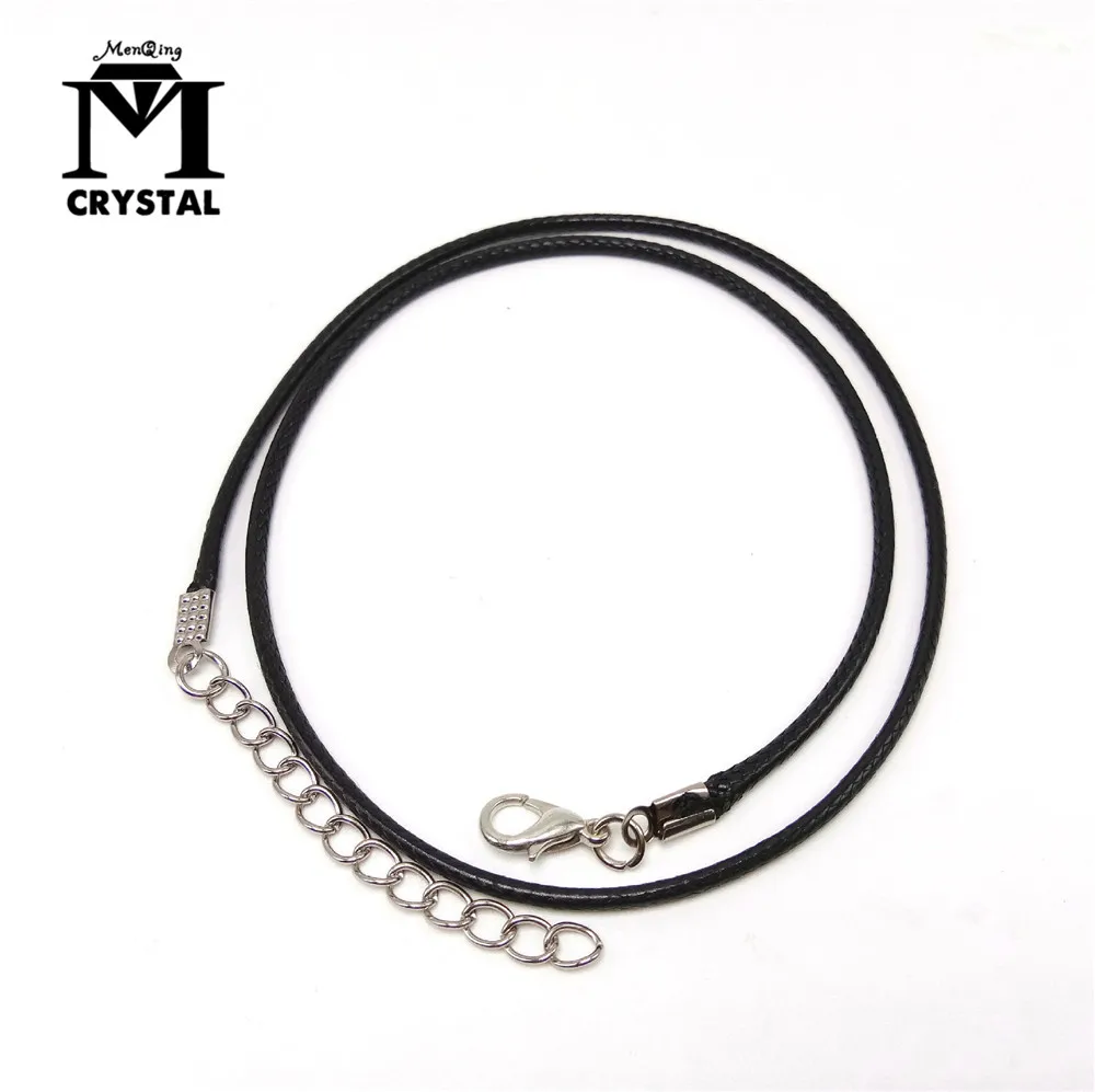 

50pcs/lot 2MM jewelry clasp lobster clasp Necklace Rope wax Leather Cord black necklace lanyard pendant cords Free shipping