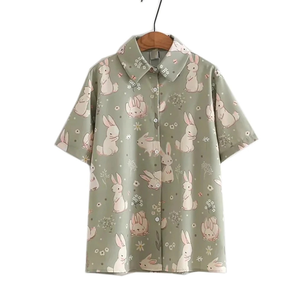 

Блузки женские шифоновые, в японском стиле, с принтом кролика