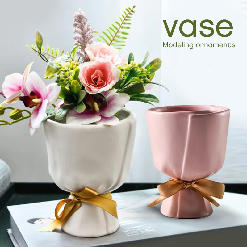 

Изысканная керамическая ваза в форме букета, креативные скандинавские декоративные вазы, украшения для дома, гостиной, цветочные композици...