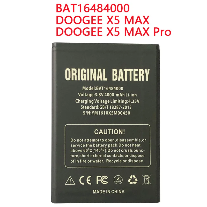 

Аккумулятор BAT16484000 4000 мА · ч Для DOOGEE X5 MAX, x5max Pro, 1 шт.