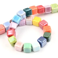 fashion colors 8mm10mm square beads cube ceramic beads diy 2 5mm hole beads handmade porcelain beads for jewelry making