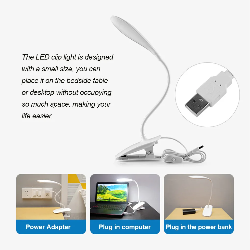 

Led Desk Lamp USB Adjustable Table Lamp With Clip Bed Reading Book Night Light LED Desk Table Lamp USB Charging Study light