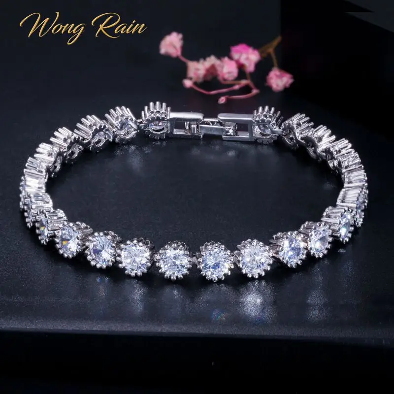 Женский браслет из серебра 100% пробы с муассанитом|Гибкие и жесткие браслеты| |