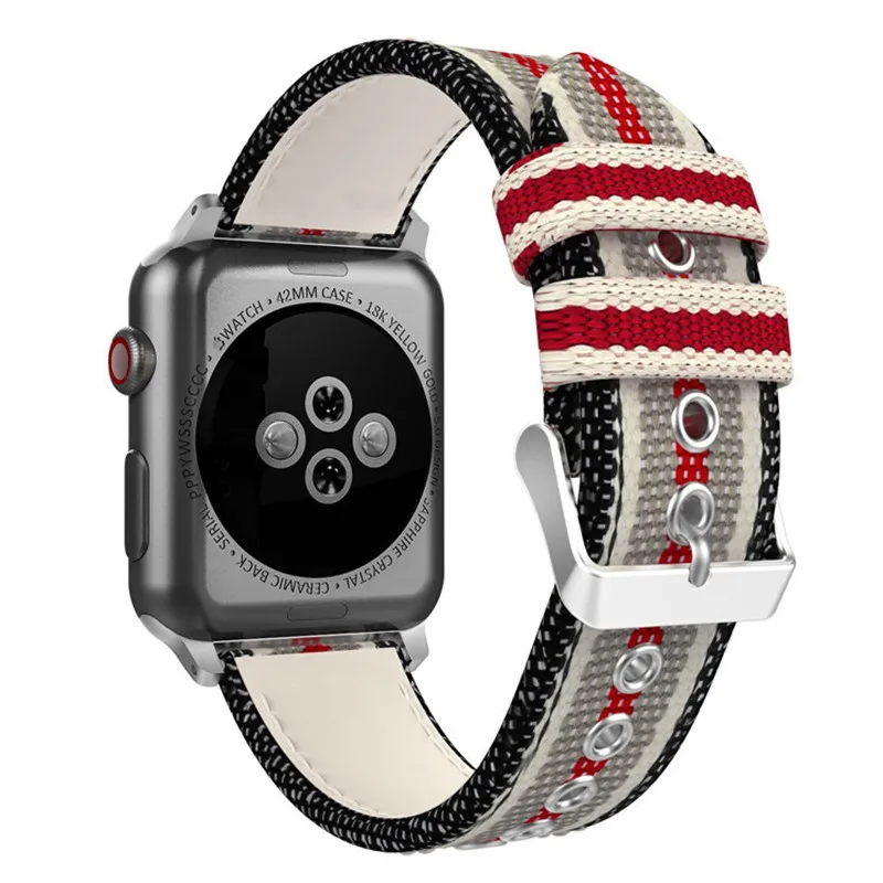 Нейлоновый ремешок для Apple Watch 40 мм 44 серия 4 iWatch кожаный 38 42 3 2 1 сменный