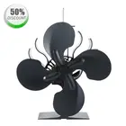 Оригинальный 4-Лопастной вентилятор для печи, работающий от тепловой энергии для деревакамин-Eco