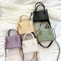 womens mini crossbody bag pu leather shoulder bag 2021 girl shopper purse fashion casual solid color crocodile pattern handbags