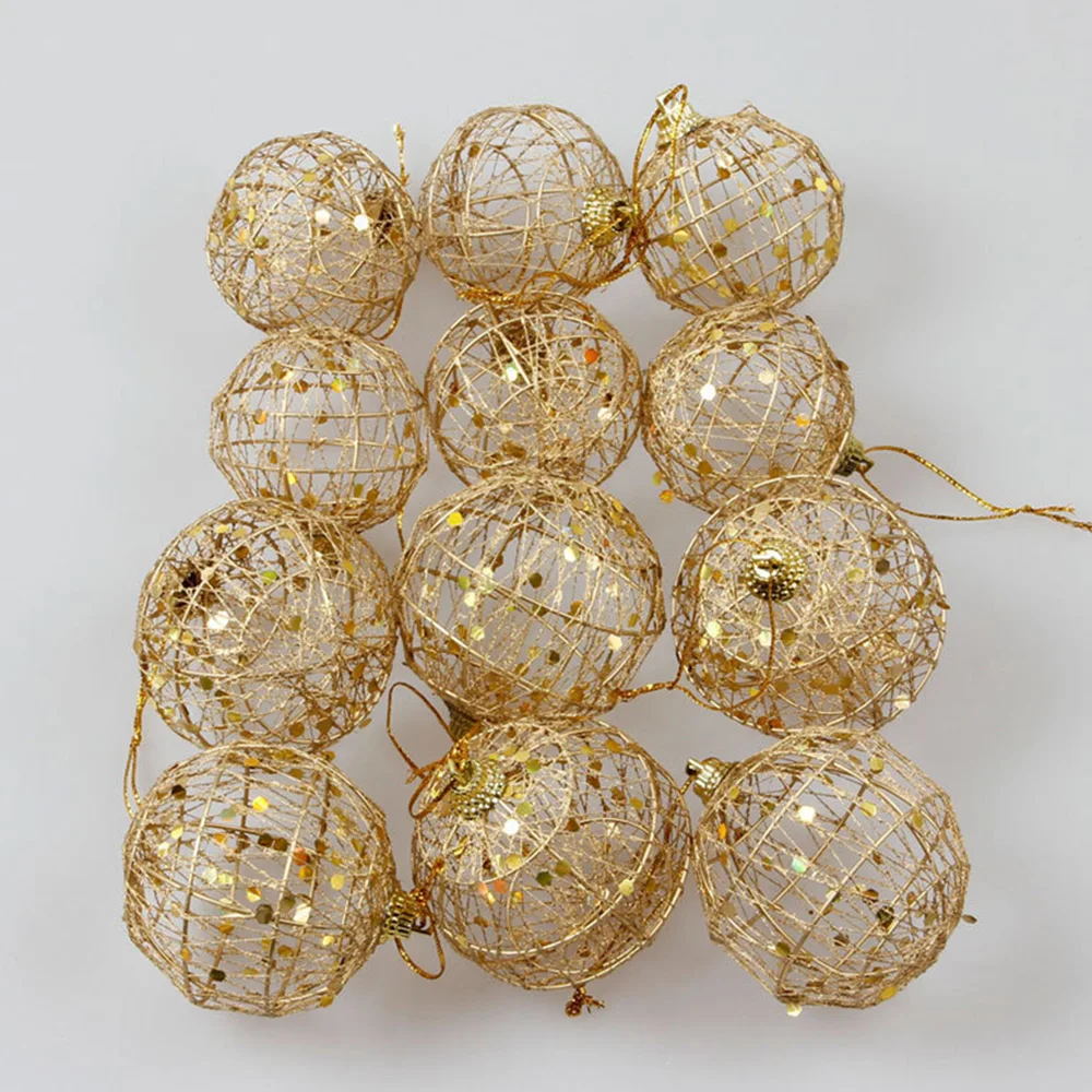 6 шт. блестящие золотые елочные шары с вырезами подвесные украшения для