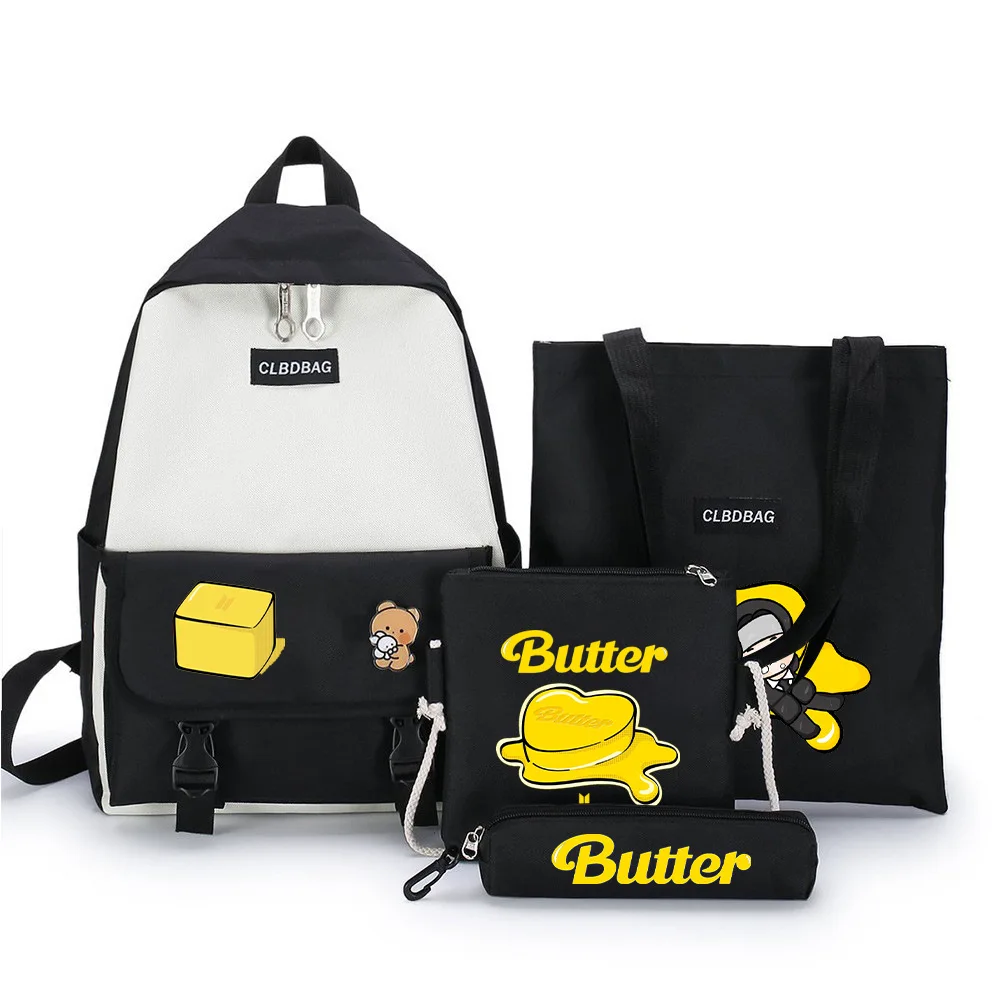 

Kpop BANGTAN BOYS Backpacks 4pcs/Set BUTTER series Girls School Bag BT21 Casual Cartoon Cute Print TATA CHIMMY Messenger Bag