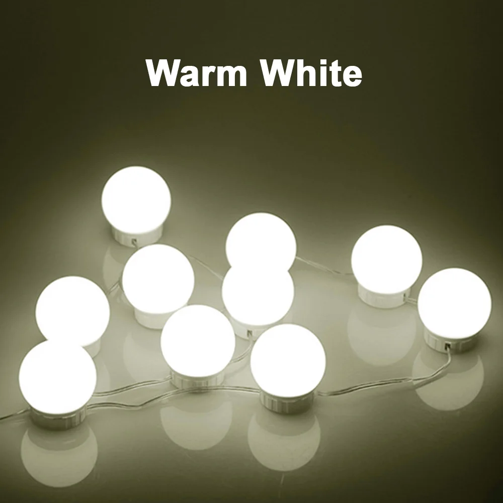 6/10/14 bulbs LED vanity mirror lights USB Makeup Mirror String Light white/3colors Hollywood Style Make up Cosmetic Mirrors | Освещение