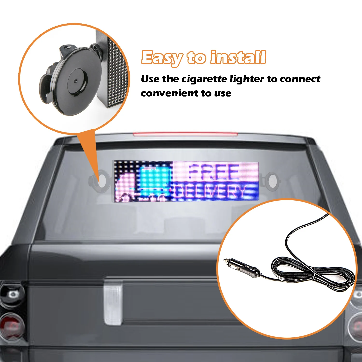 

12-24V 52CM Led Sign RGB Programmable Picture Scrolling Message LED Display Signs Display Multi-Language for Car/Shop/Supermark