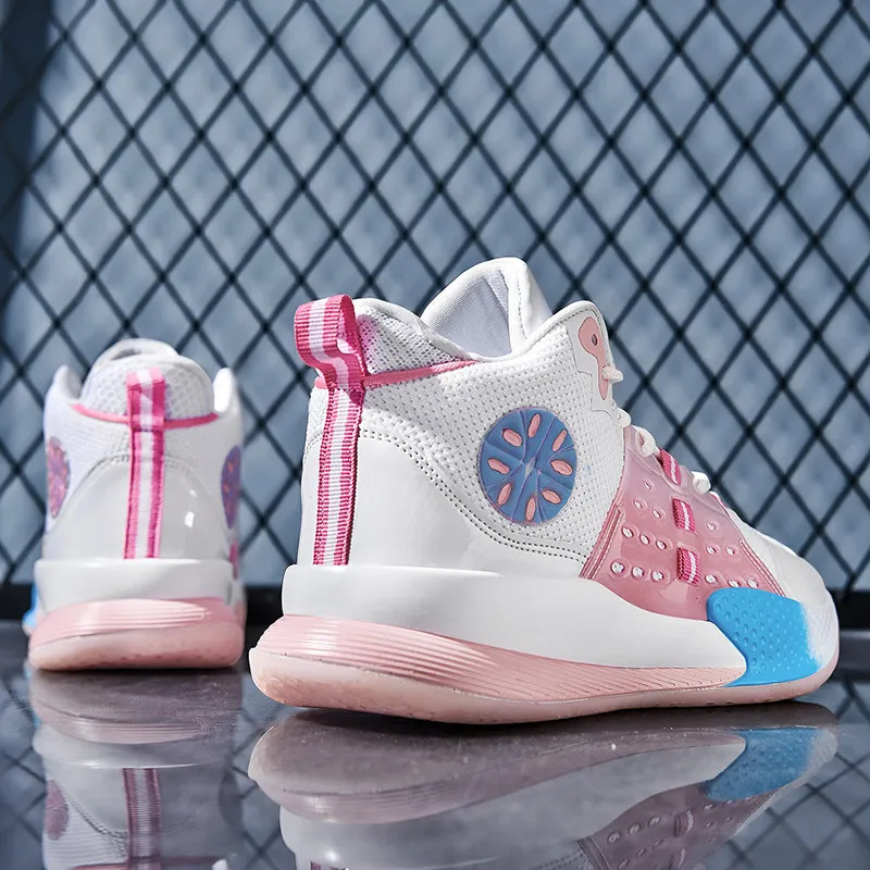 Brand White Pink Men's Professional Basketball Sneakers 2021 Designer Couple Anti-Shock Platform Baskets Shoes Women Trainers