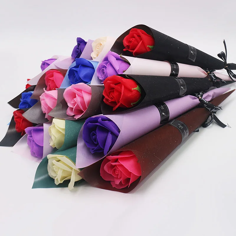 

New style soap bouquet bright single rose flower company event mall opening promotion Valentine's day gift
