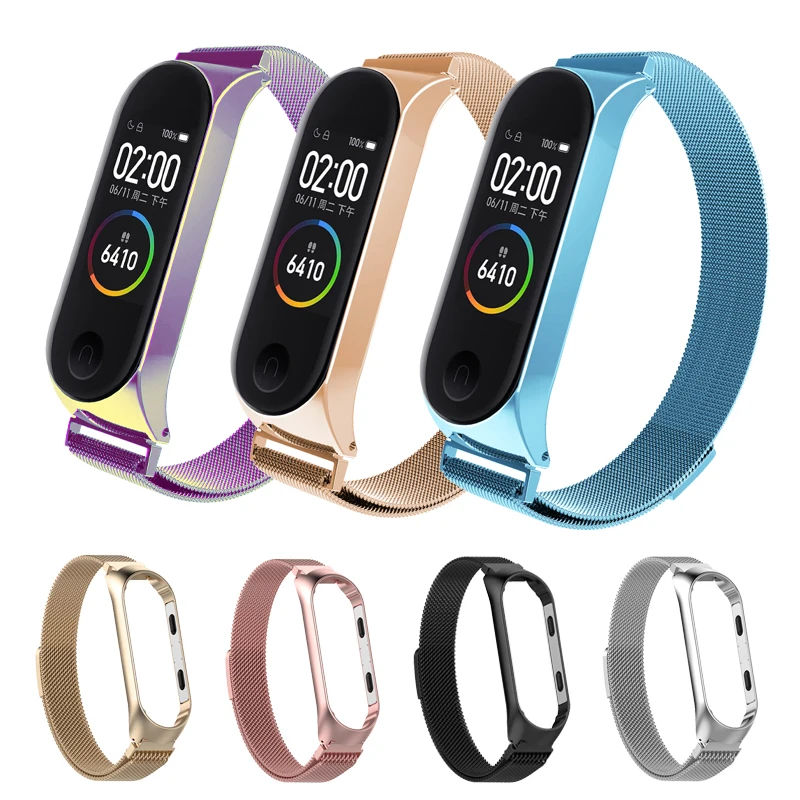 Модный металлический ремешок из нержавеющей стали для Xiaomi Mi Band 3 4 на запястье miband