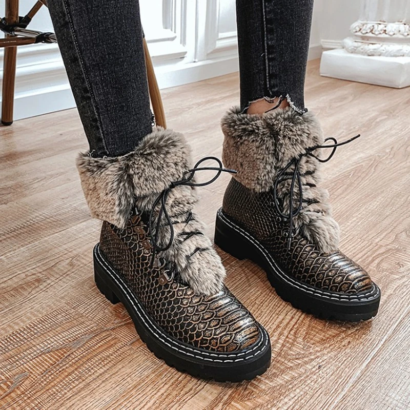 2020 winter thick bottom microfiber retro furry snow boots round toe thick heel Short boots fashion women s shoes