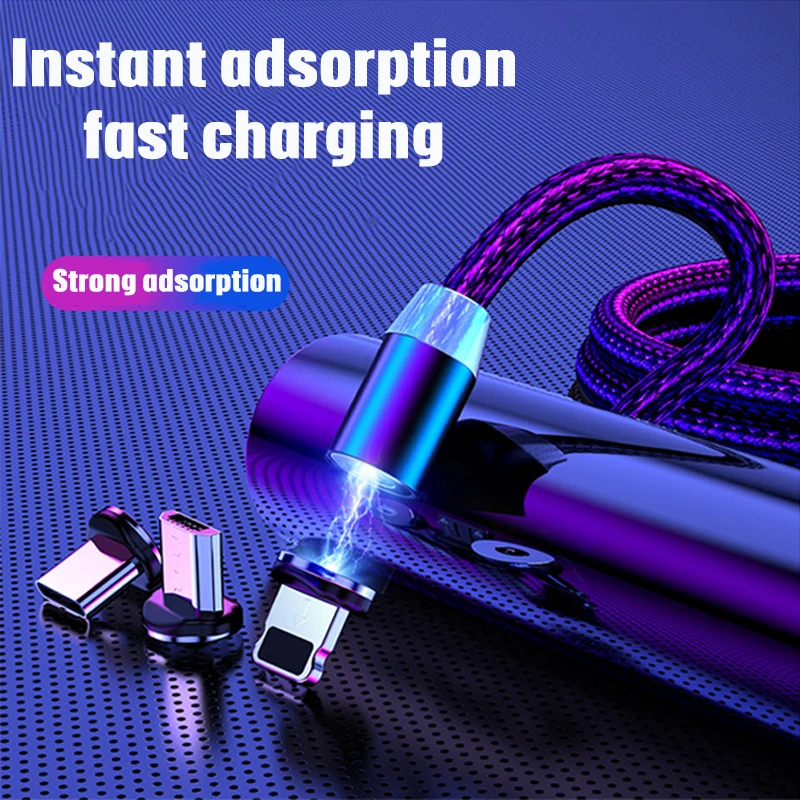 1 м 2 светодиодный Магнитный зарядный кабель Micro USB для iPhone 11 Pro Max XR магнитное