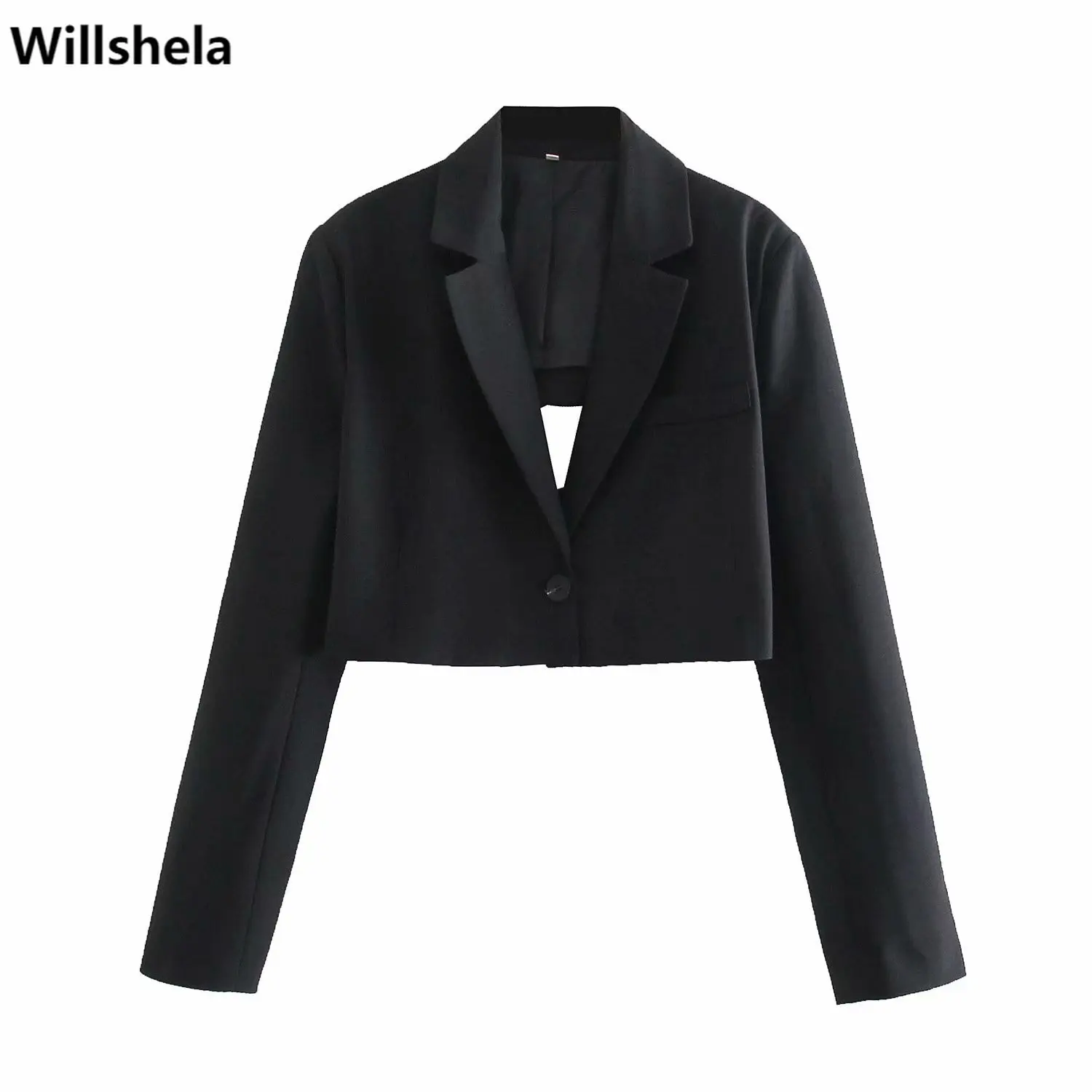 

2021 Crop Blazer Women Long Sleeves Cross strapped back Fashion design Casual Chic Lady Woman Blazer Suit