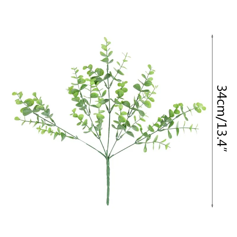 

1 Bouquet Artificial Plant Plastic Eucalyptus Leaves Wedding Decoration Arrangment Faux Foliage Fake Tree Branch Home Vase Decor