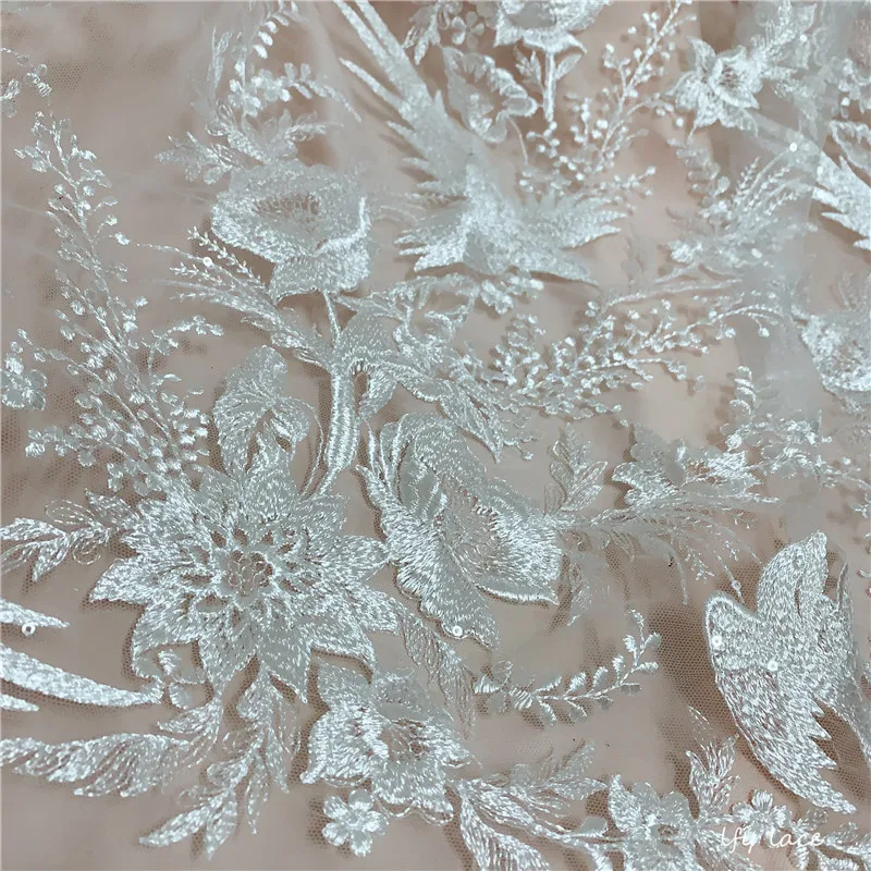 Новинка 2020 г. белое Тюлевое кружево с блестками и вышивкой французское свадебное