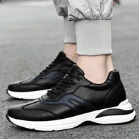 2021 autumn men shoes casual artificial leather sneaker male black white height increasing shoe man waterproof sneakers for men