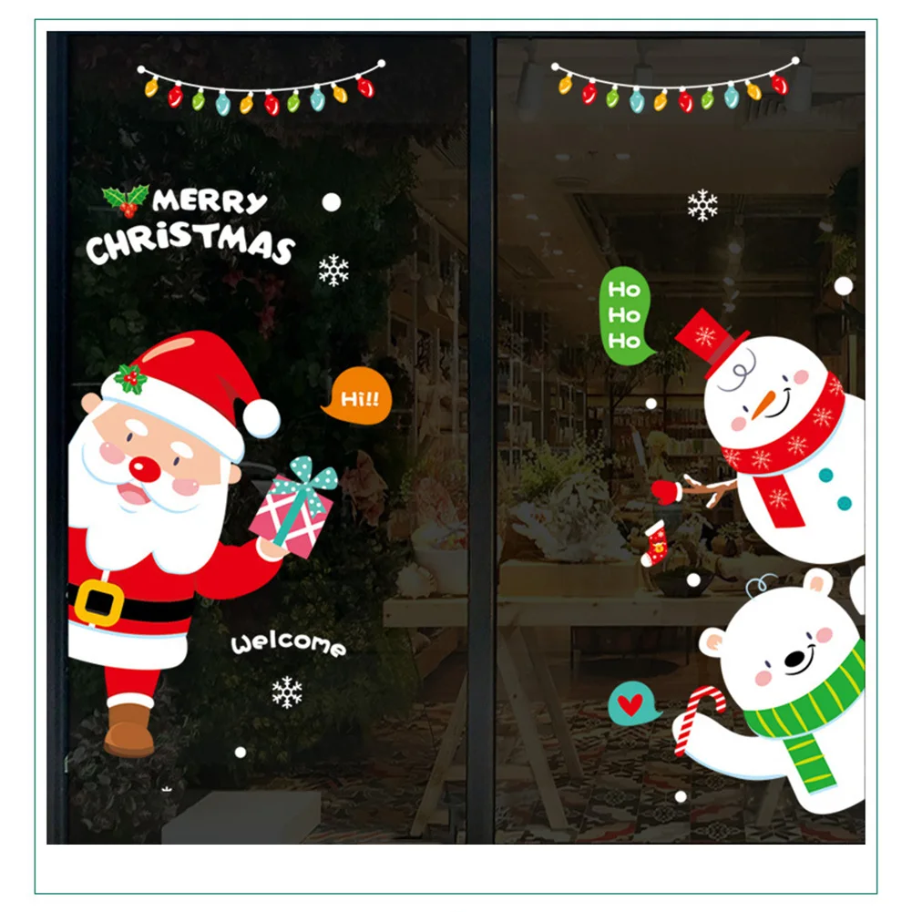 Рождественские украшения окна стеклянные Праздничные наклейки двухсторонняя