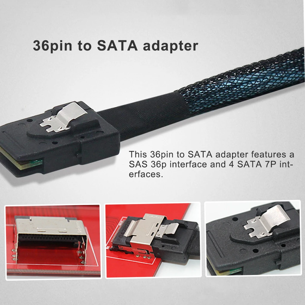 

Sas Sata Cable Mini-SAS SFF-8087 to 4 SATA Cable Mini SAS 4i SFF8087 36P To 4 SATA 7P Cable 12Gbps 50cm Hard Drive Data