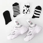 Полосатые носки с забавным принтом коровы, женские хлопковые носки в японском стиле Харадзюку, Повседневные Дышащие носки