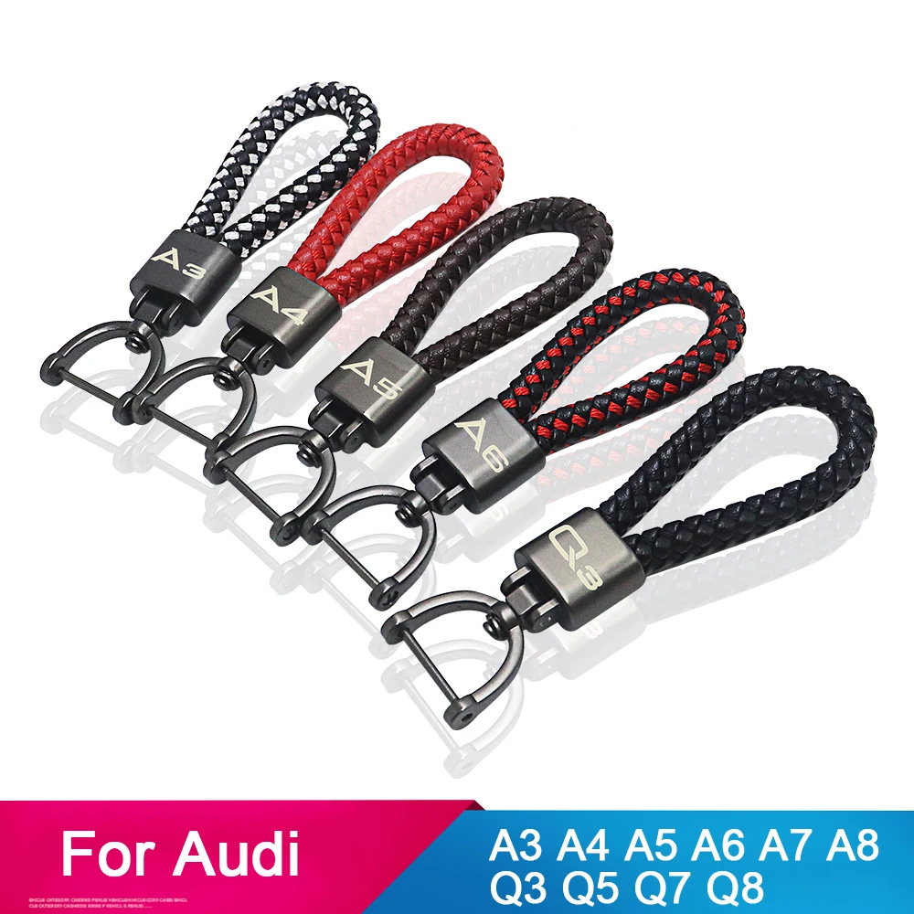 Leather Car Key Cover Chain For Audi B6 B7 B8 A4 A5 A6 A7 A8 