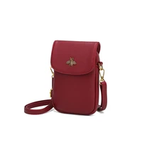 new women purses solid color leather shoulder strap bag designer mobile phone bag card holders wallet handbag pockets for girls