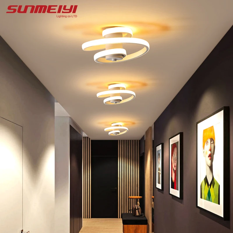 Светодиодные потолочные светильники черного и белого цветов круглая лампа для