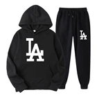 Спортивный костюм мужской из двух предметов, свитшот с капюшоном и кулиской, пуловер, спортивные штаны, костюм для бега, Осень-зима