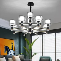 new chandelier nordic living room lamp luminous lamp arm led household crystal lamp 3 color light remote dimming